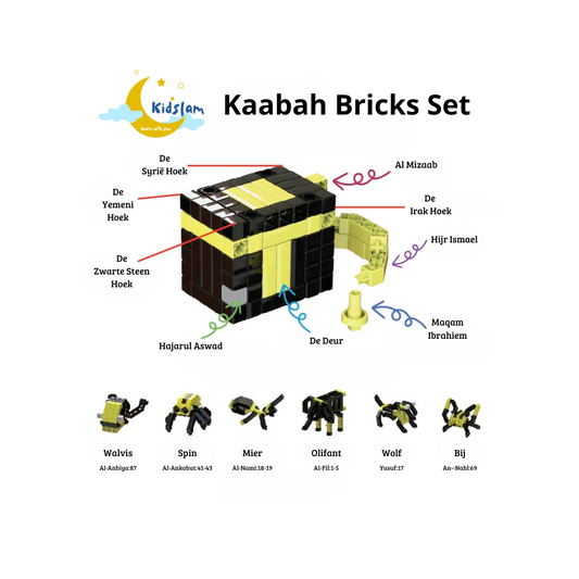 Kaabah Bricks Set | Educatieve Bouwset voor Kinderen om Kaabah en Koranische Dieren te Leren Bouwen